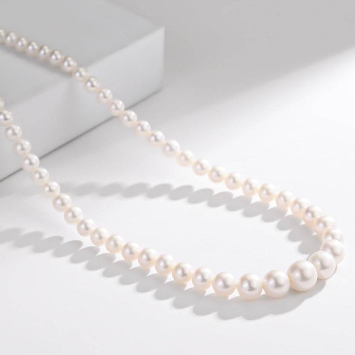 Gradual Size White Freshwater Pearls Strand