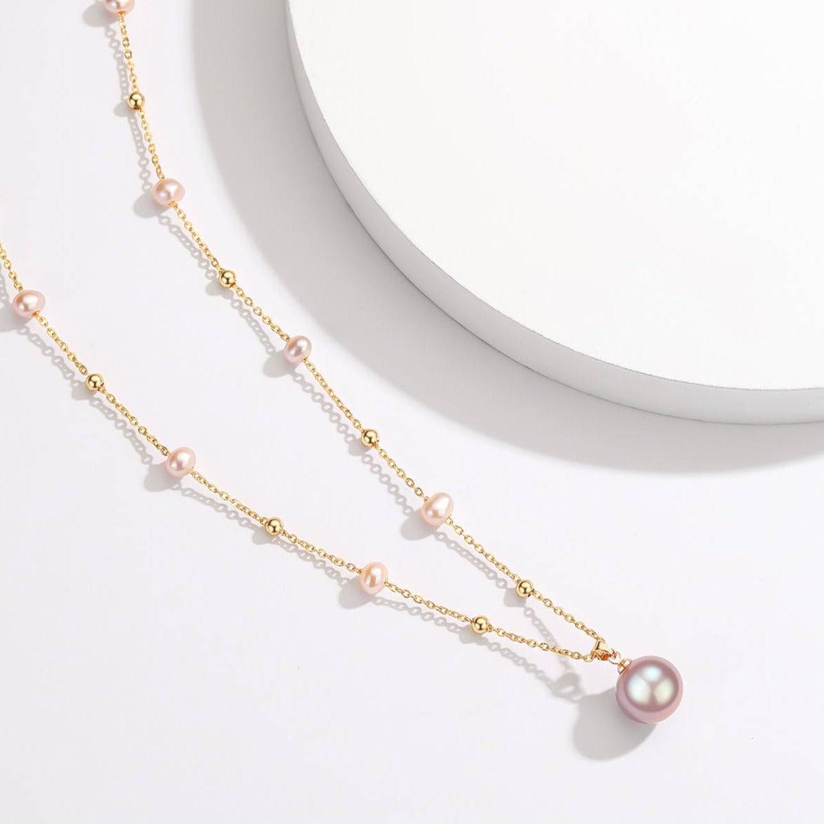 Teardrop Pendant Beaded Necklace 14K Gold Filled