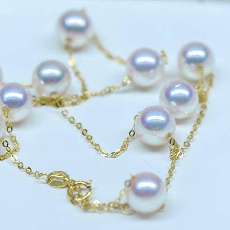 White 7-8mm Chinese Akoya Cultured Pearl Tincup Necklace