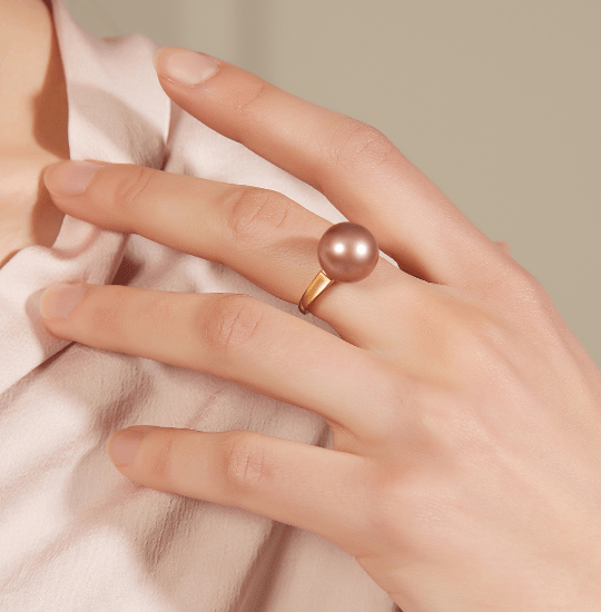 12-13mm Freshwater Pearl & Modern Simple Ring