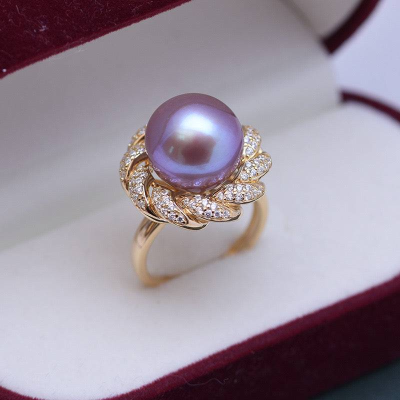 12-13mm Pearl CZ Wreath Ring