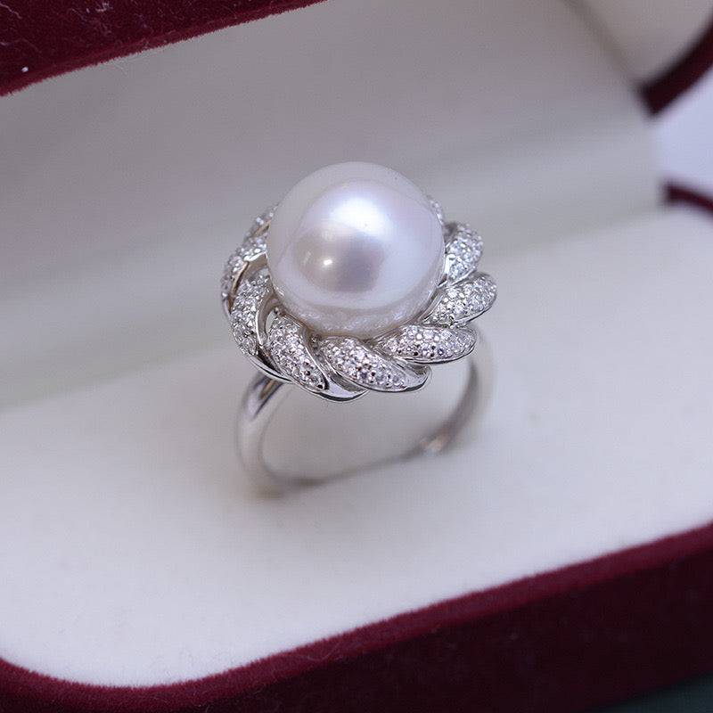 12-13mm Pearl CZ Wreath Ring