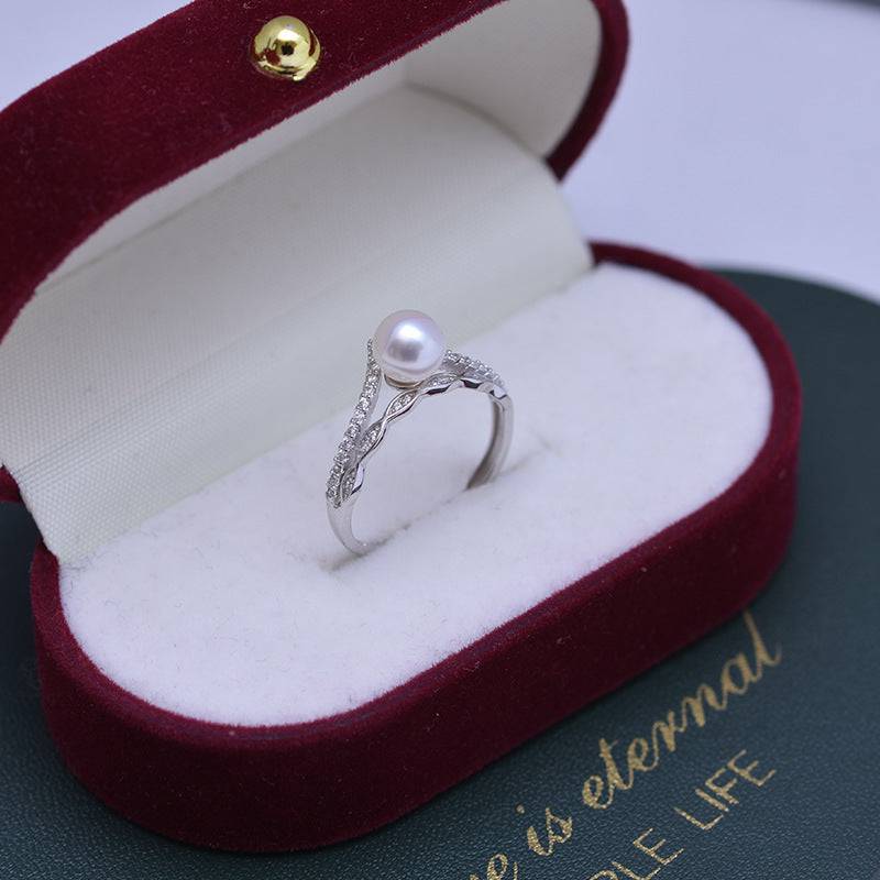 6-7mm Freshwater Pearl & Crown CZ Ring