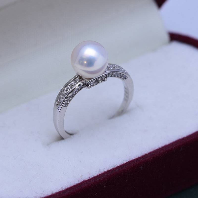 8-9mm Freshwater Pearl & Julia CZ Ring