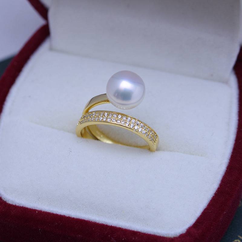 9-10mm Freshwater Pearl &Lavinia CZ Ring