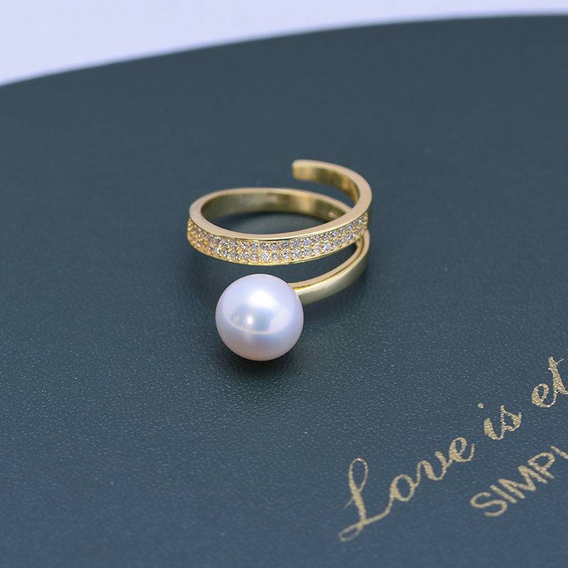 9-10mm Freshwater Pearl &Lavinia CZ Ring