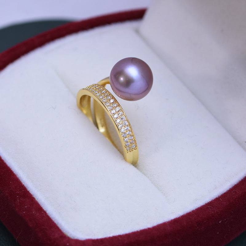 9-10mm Freshwater Pearl &Lavinia CZ Ring
