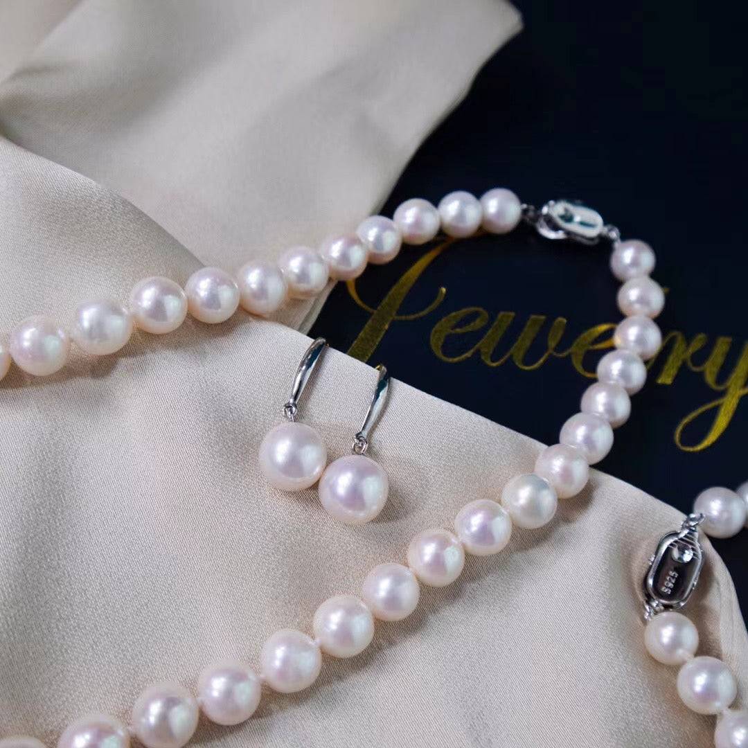 8-9mm White Freshwater Pearl 3-Piece Jewelry Set