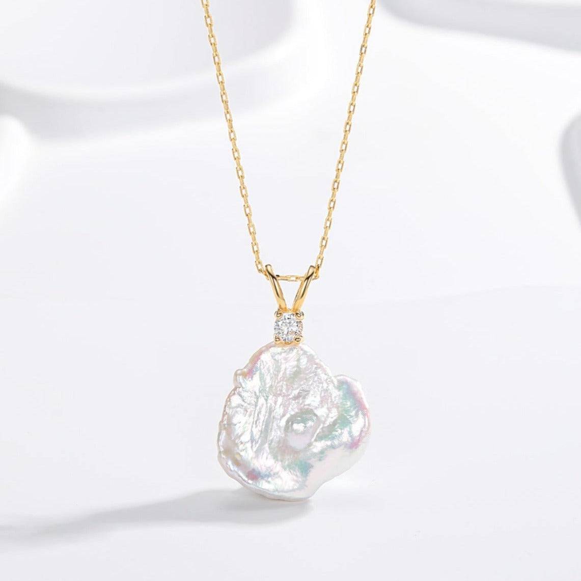Petal-Shaped Floral Baroque Pearl Necklace and Earrings Set