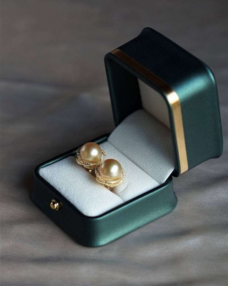 Golden South Sea Pearl 11.0-12.0mm & CZ Rose Set