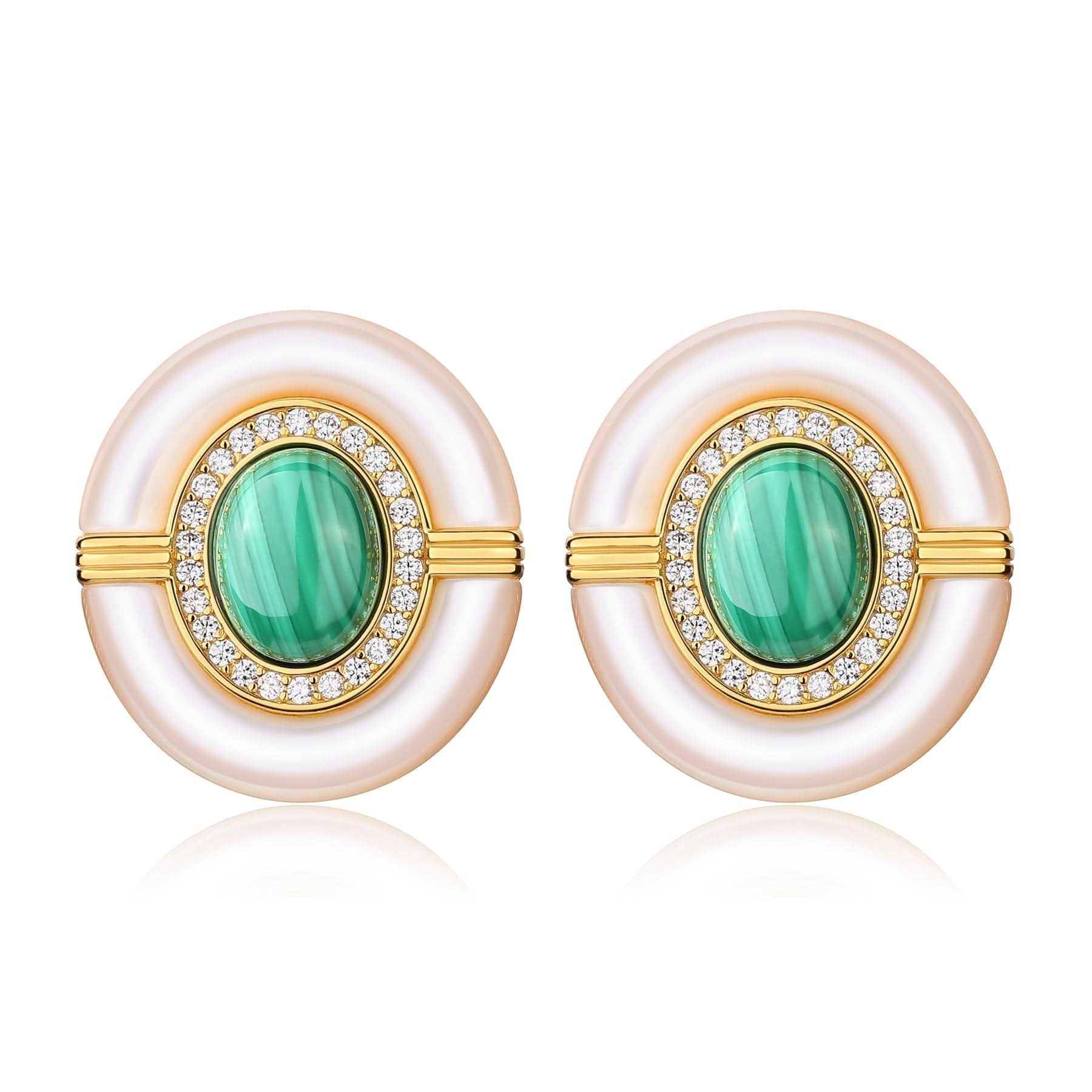 Green Malachite Mother Of Pearls Earrings, Necklace and Ring (Purchase individually)