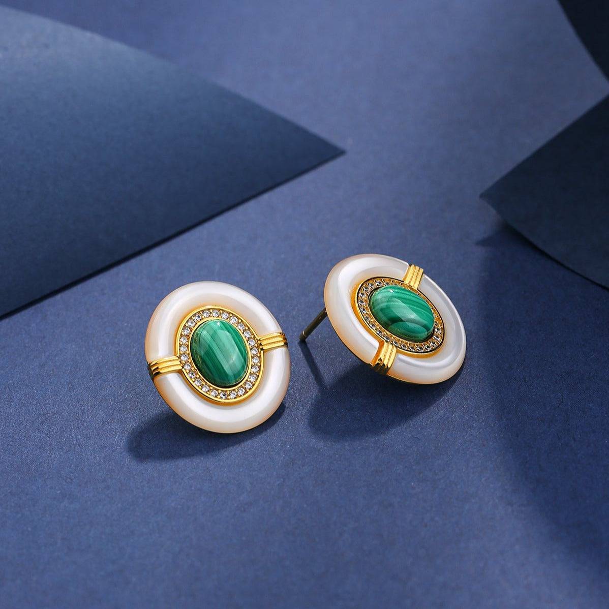 Green Malachite Mother Of Pearls Earrings, Necklace and Ring (Purchase individually)