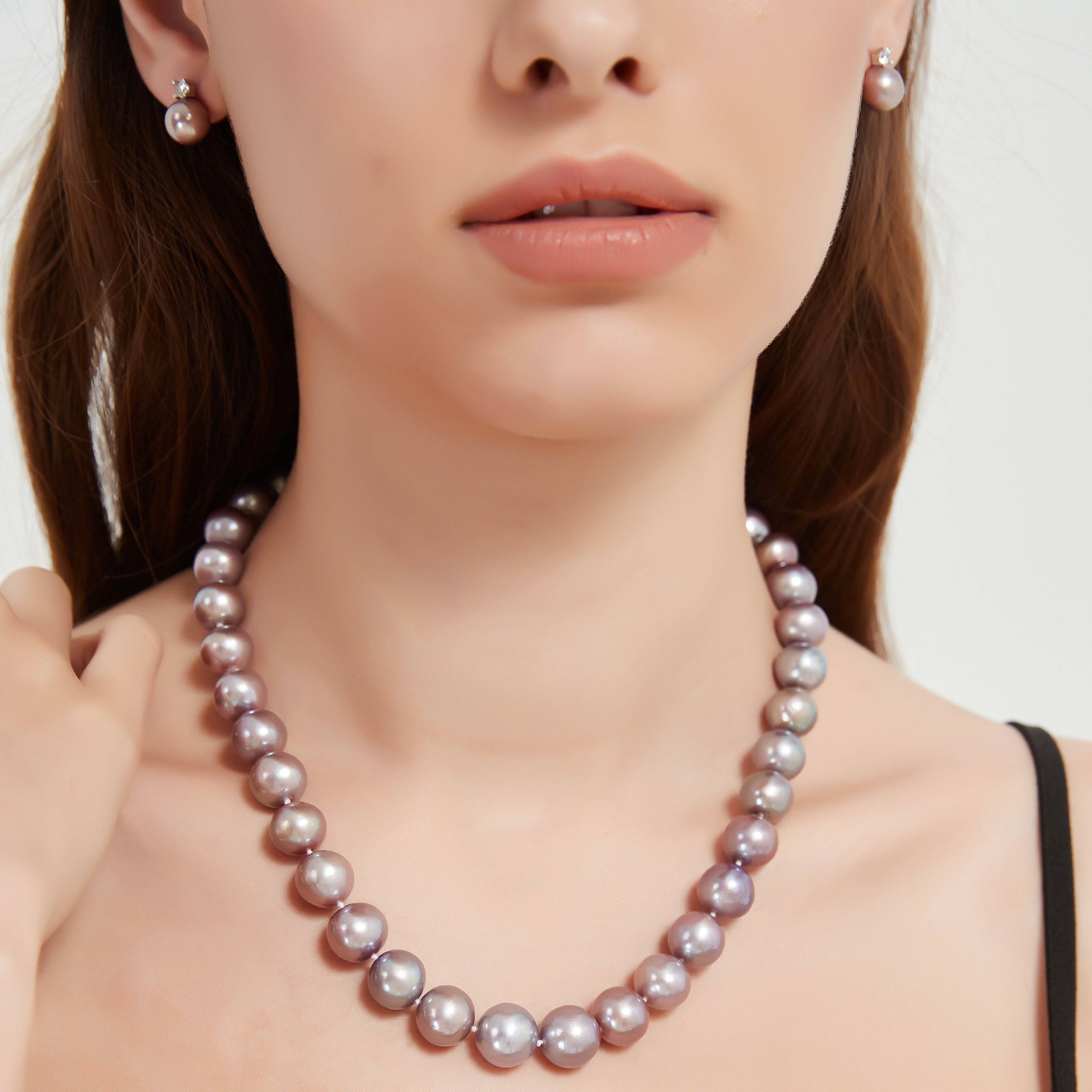 Purple 10-12mm Edison Pearl Necklace and Bracelet Set
